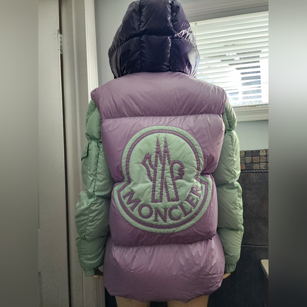 Moncler Lavender & Mint Colorblock Puffer Jacket with Hood - Picture 11 of 16